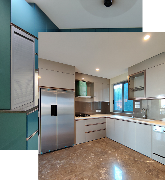 Before and after kitchen interior transformation